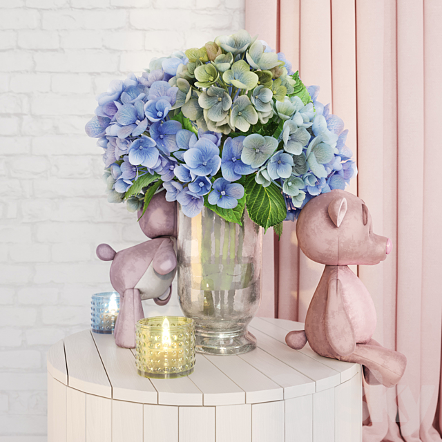 Decorative set with hydrangea 3DS Max Model - thumbnail 3