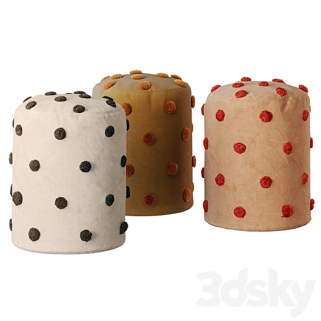 Dot Tufted Pouf by Ferm Living 3DS Max Model - thumbnail 2