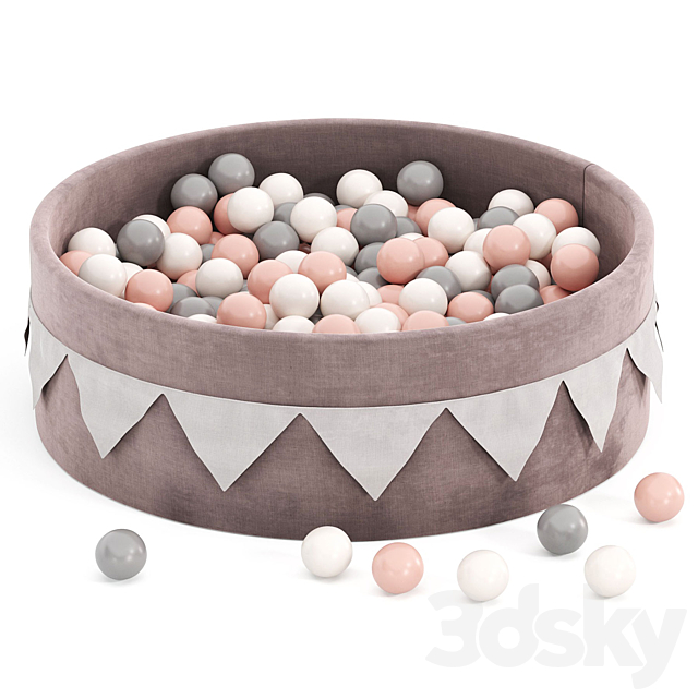 Dry pool with garland 200 balls 3DS Max Model - thumbnail 2