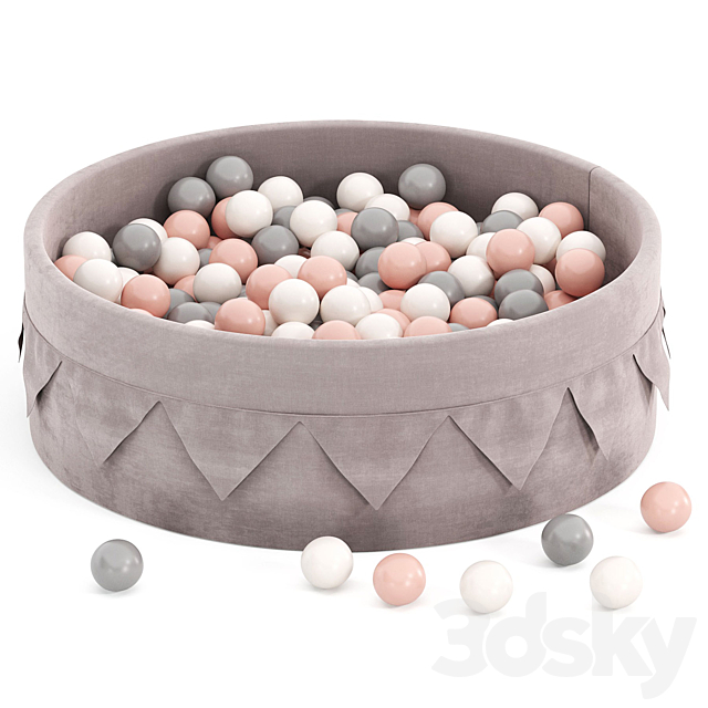 Dry pool with garland 200 balls 3DS Max Model - thumbnail 3