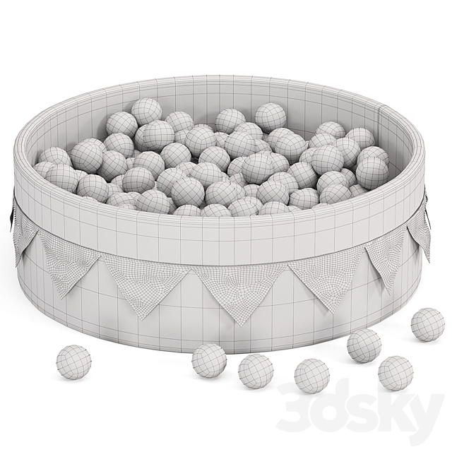 Dry pool with garland 200 balls 3DS Max Model - thumbnail 4