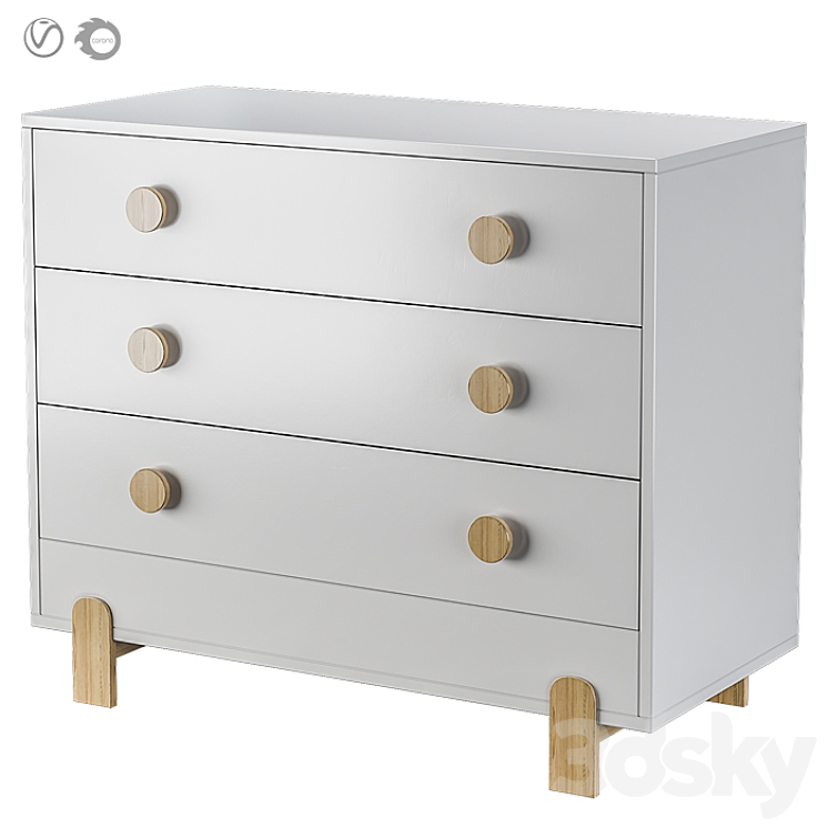 Ellipse Chest of drawers Ice-cream 3 drawers in three colors 3DS Max - thumbnail 2