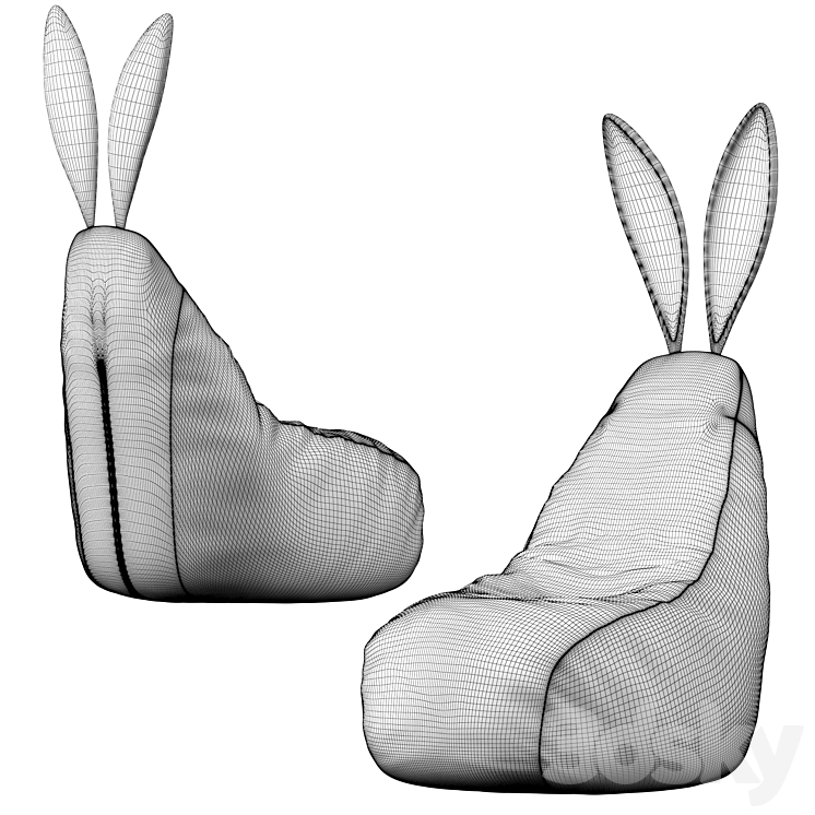 Frameless bag chair Bunny 3DS Max - thumbnail 2