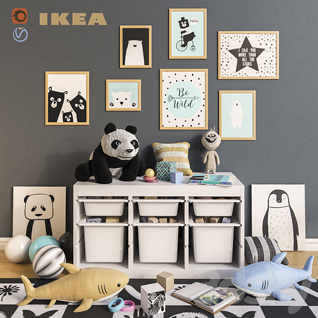 Furniture and toys IKEA. decor for a children’s room set 2 3DSMax File - thumbnail 1