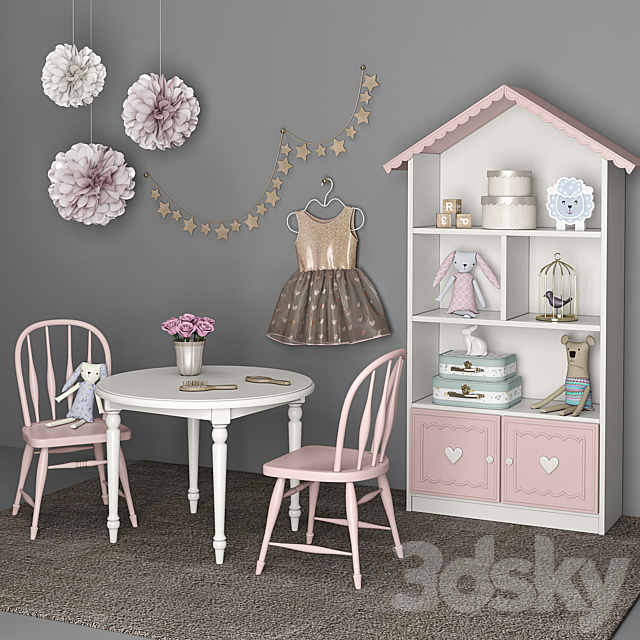 Furniture for children’s room girls with decor 12 3DSMax File - thumbnail 1