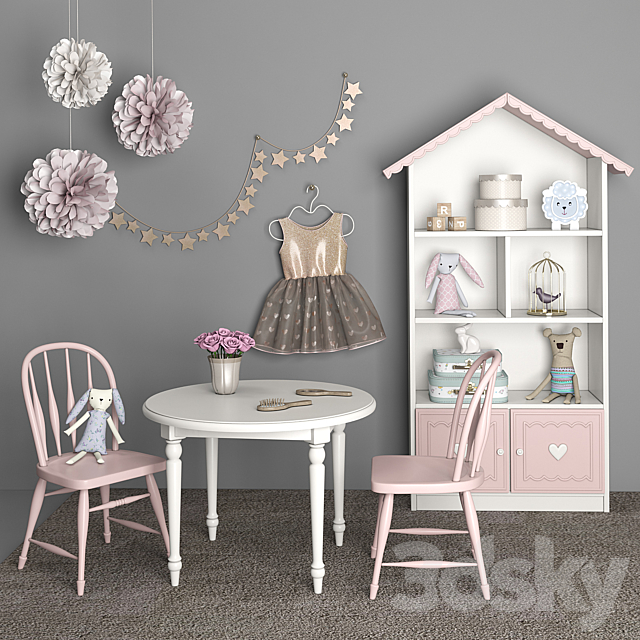 Furniture for children’s room girls with decor 12 3DSMax File - thumbnail 2