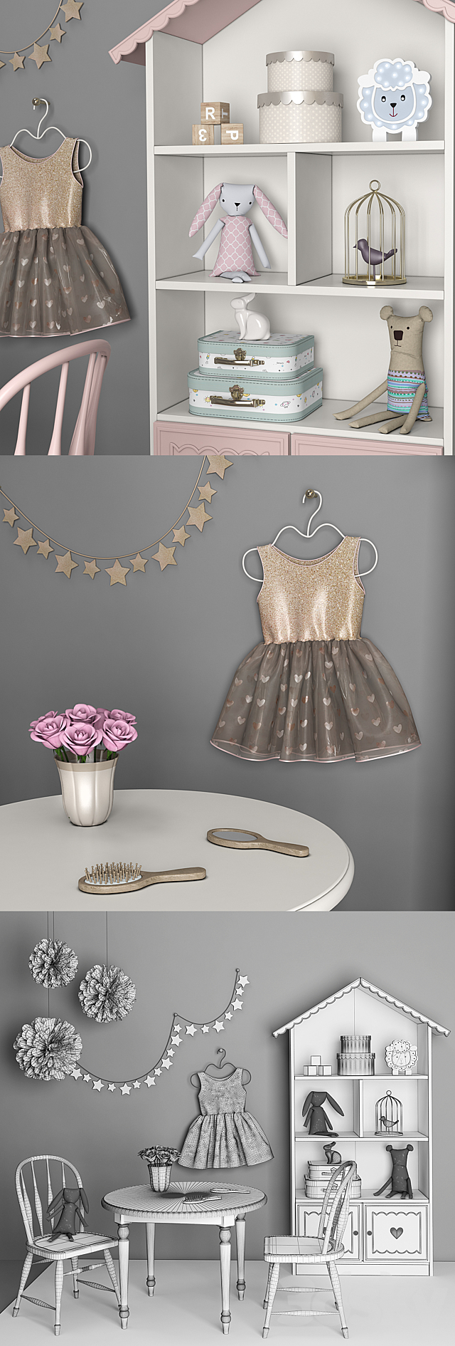 Furniture for children’s room girls with decor 12 3DSMax File - thumbnail 3