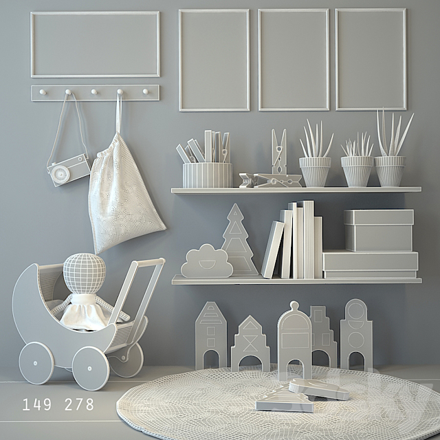 Girl room decor J17 3DSMax File - thumbnail 3