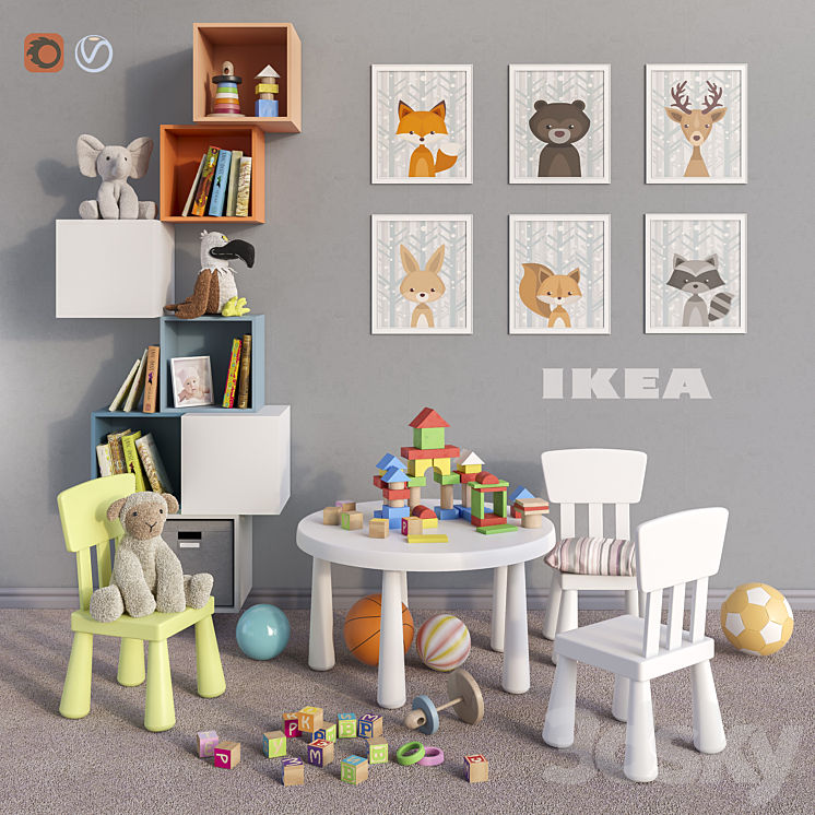 IKEA furniture accessories decor and toys set 4 3DS Max - thumbnail 1