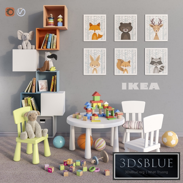 IKEA furniture accessories decor and toys set 4 3DS Max - thumbnail 3