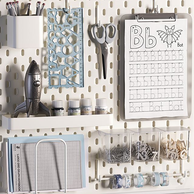 Ikea SKADIS Pegboard for Teenagers and Kids 07 3DS Max Model - thumbnail 3