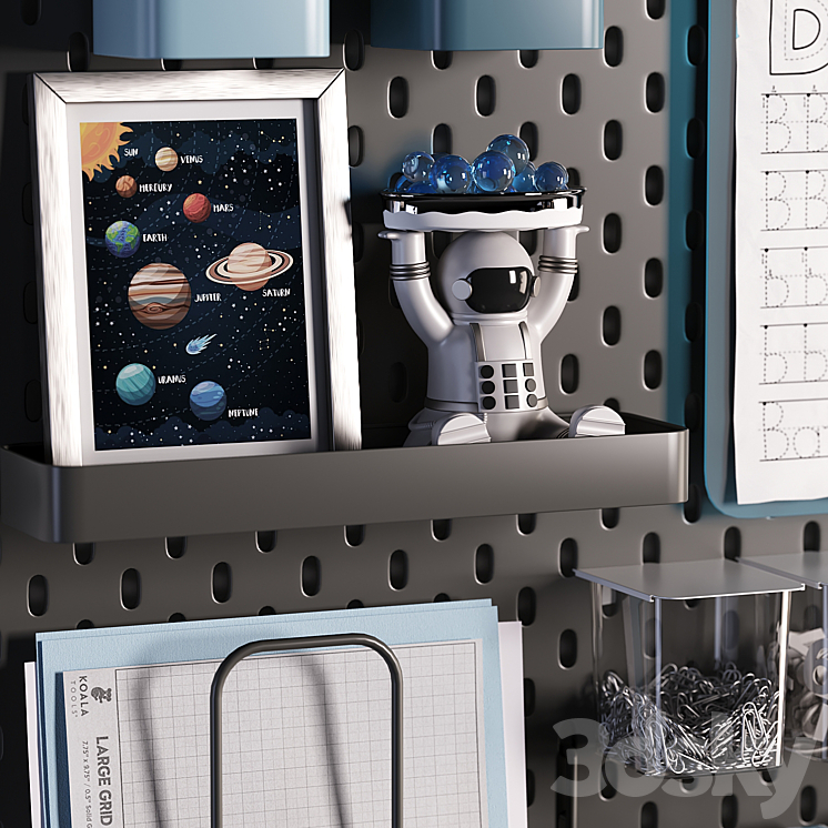 Ikea SKADIS Pegboard with Chalkboard for Teenagers and Kids 03 3DS Max Model - thumbnail 2