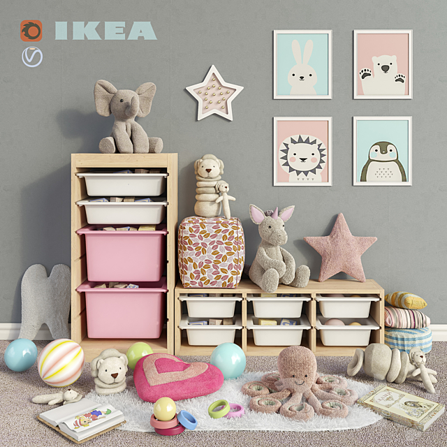 IKEA storage furniture. toys and decor for a children’s room set 3 3DSMax File - thumbnail 1