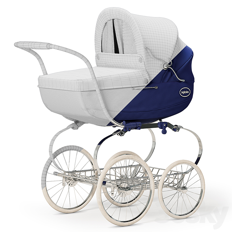 Inglesina Classica Pram in Navy 3DS Max - thumbnail 2