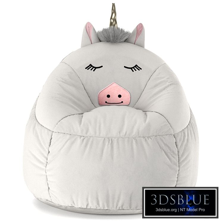 Kids Bean Bag Chair White Unicorn – Pillowfort  3DS Max - thumbnail 3