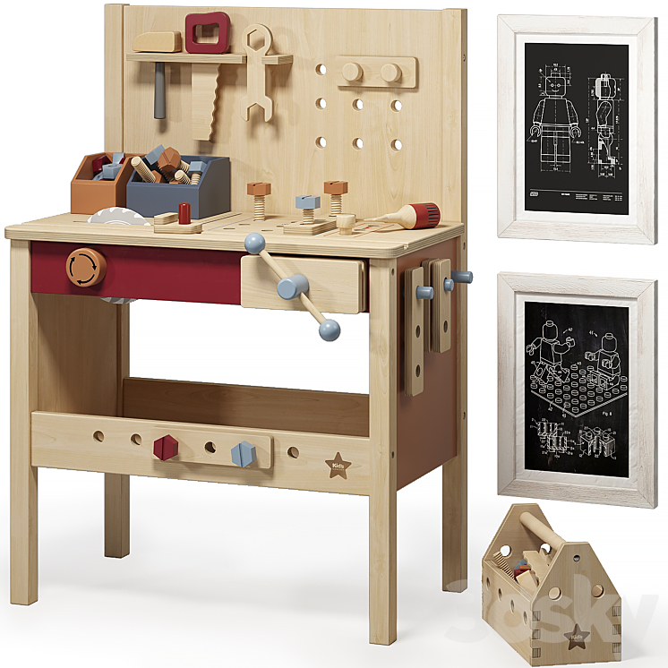 Kids Concept Tool Bench 3DS Max Model - thumbnail 1