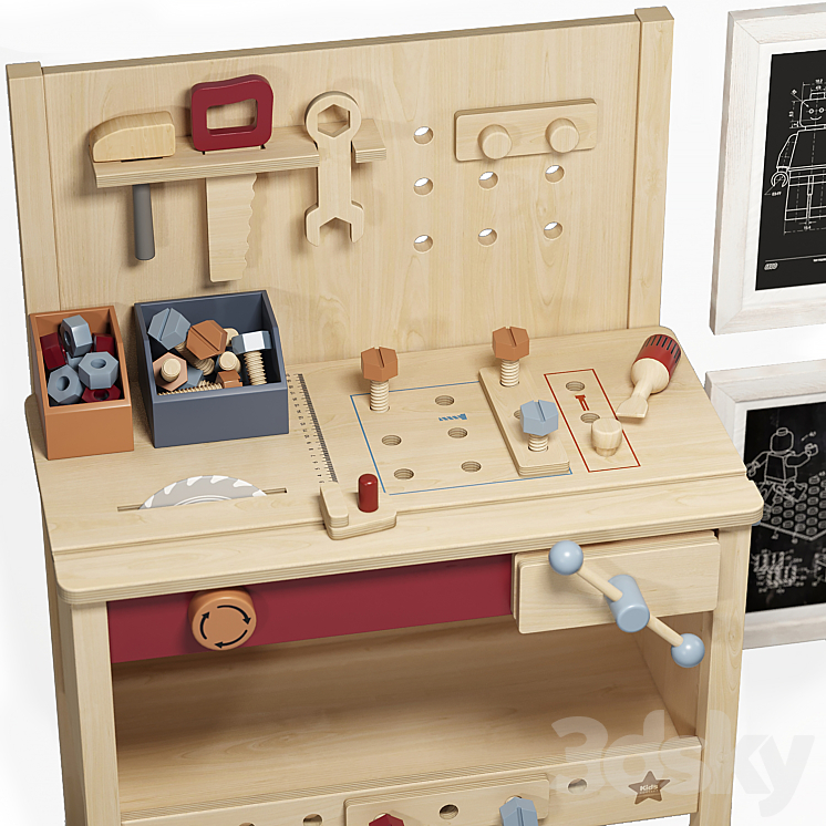 Kids Concept Tool Bench 3DS Max Model - thumbnail 2