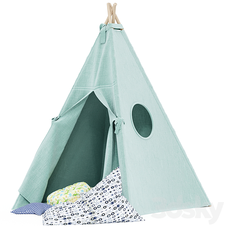 Kids Teepee Tent Set Mint 3DS Max - thumbnail 2