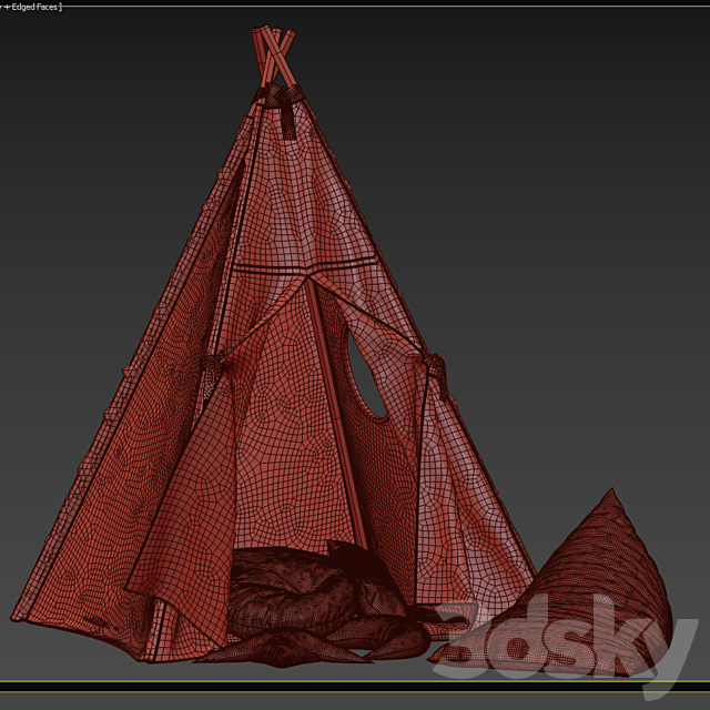 Kids Teepee Tent Set Mint 3DSMax File - thumbnail 5