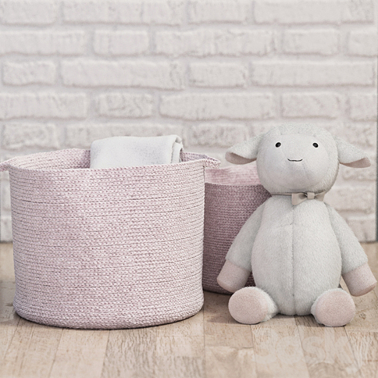 Light Pink Sloan Cotton Rope Storage – Pottery Barn Kids 3DS Max - thumbnail 1