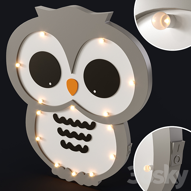 “Nightlight for the childrens “”Owl””” 3DS Max - thumbnail 1