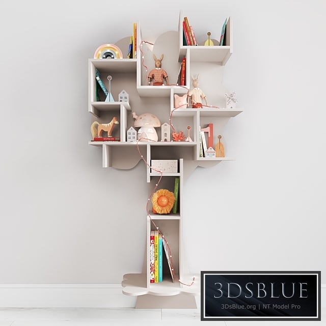 Nursery shelf in the form of a tree with filling 3DS Max - thumbnail 3