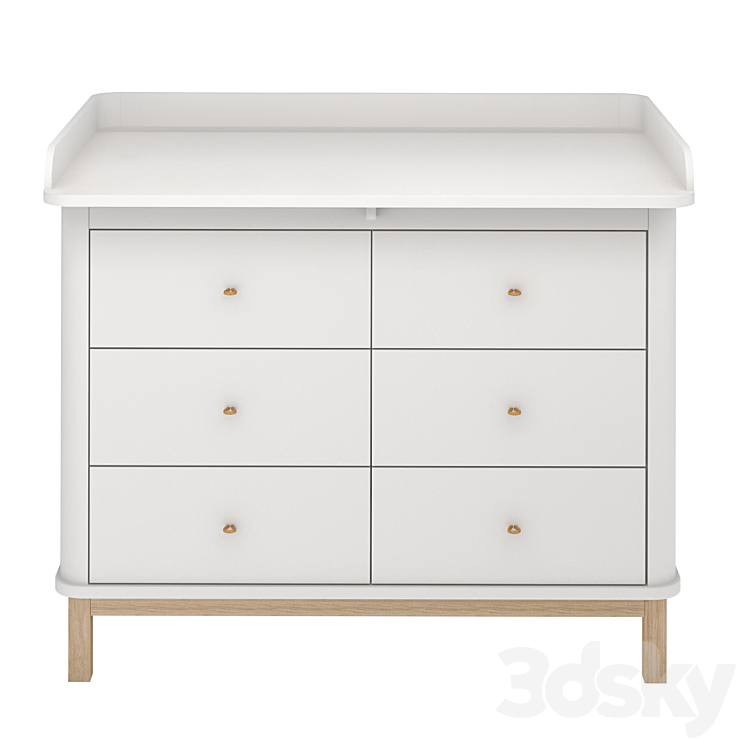 Oliver Furniture Wood Nursery Dresser 6 Drawers 3DS Max - thumbnail 2