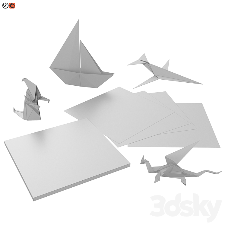 Origami Set 04 3DS Max - thumbnail 2