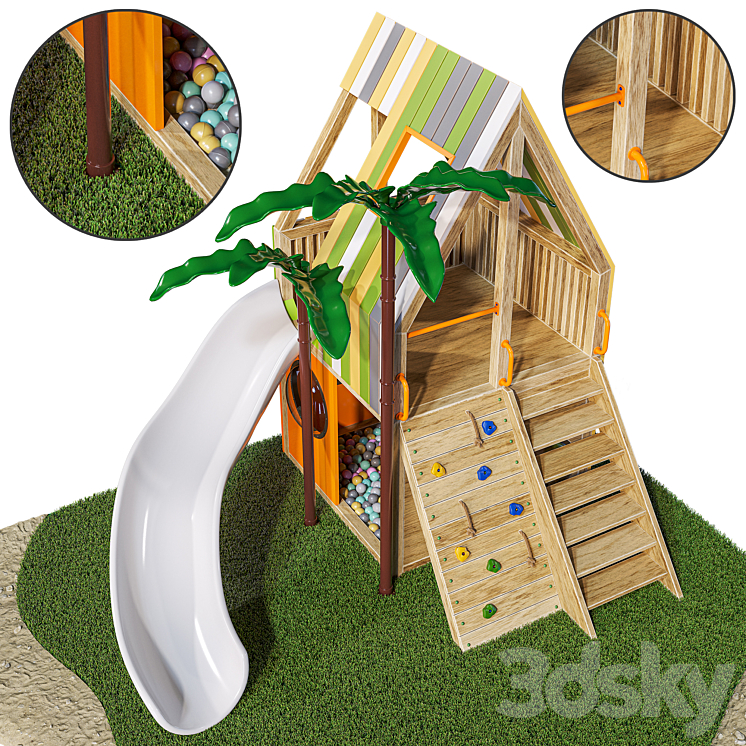 play house | House for nursery \/ playroom 3DS Max Model - thumbnail 2