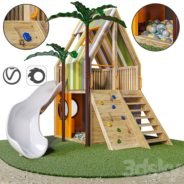 play house | House for nursery \/ playroom 3DS Max - thumbnail 1