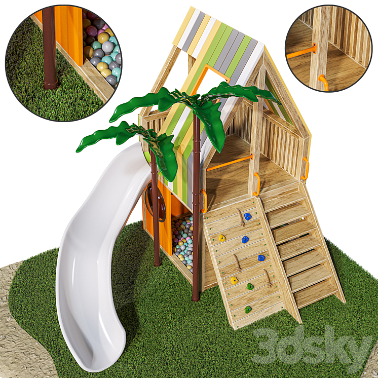 play house | House for nursery \/ playroom 3DS Max - thumbnail 2