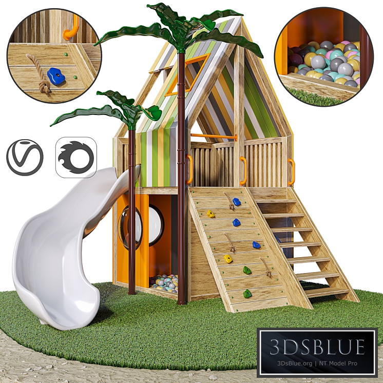 play house | House for nursery \/ playroom 3DS Max - thumbnail 3