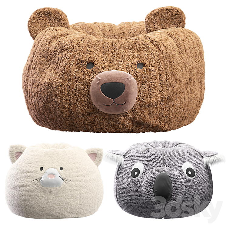 Pottery Barn Bean Bag Koala Bear Kitty 3DS Max Model - thumbnail 1