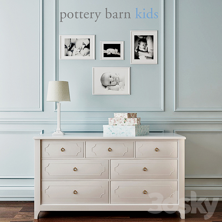 Pottery Barn pottery barn Ava Regency Extra-Wide Dresser 3DS Max - thumbnail 1