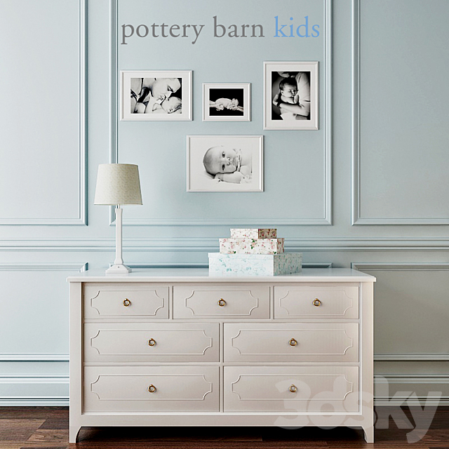 Pottery Barn pottery barn. Ava Regency Extra-Wide Dresser 3DSMax File - thumbnail 1