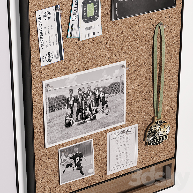 Pottery Barn Trenton Corkboard Whiteboard & File Organizer for Teenagers and Kids 3DS Max - thumbnail 2