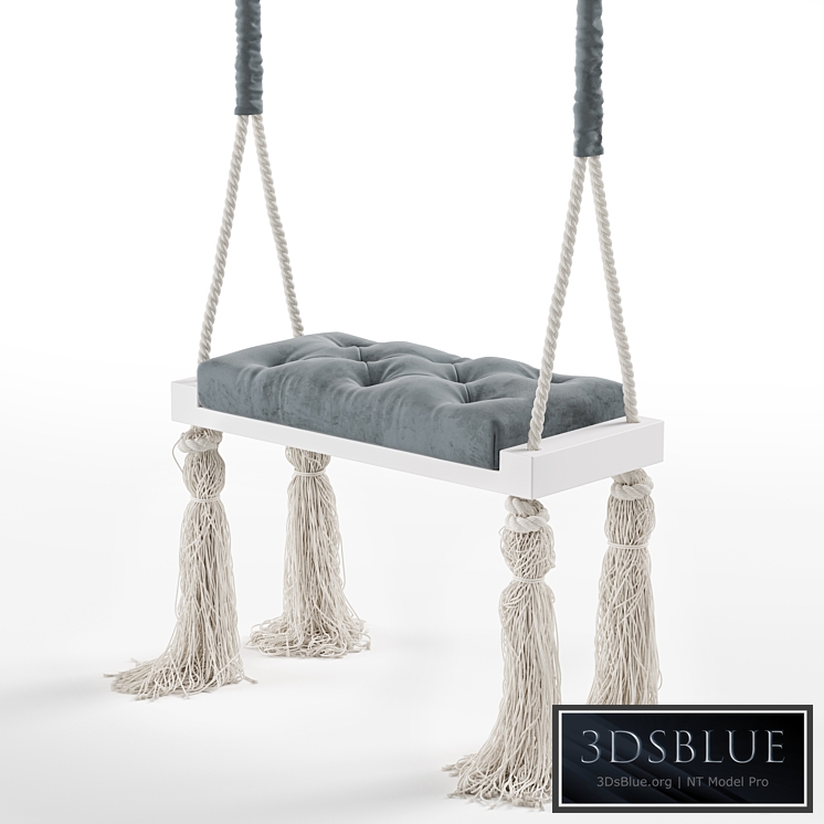 Quilted Wooden Indoor Swing rope hanging chair 3DS Max - thumbnail 3