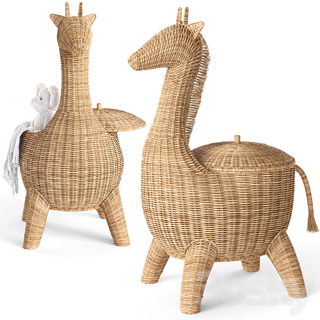 RATTAN ANIMAL BASKET GIRAFFE Restoration Hardware 3DS Max Model - thumbnail 2