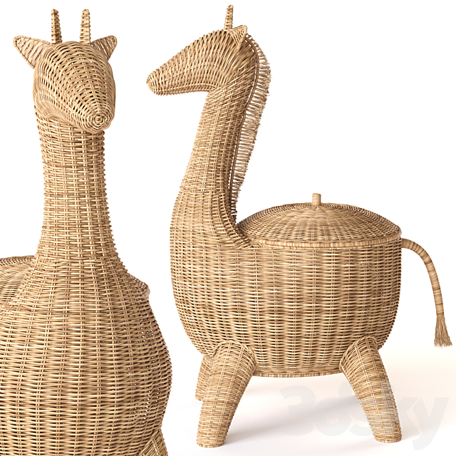 RATTAN ANIMAL BASKET GIRAFFE Restoration Hardware 3DS Max Model - thumbnail 3