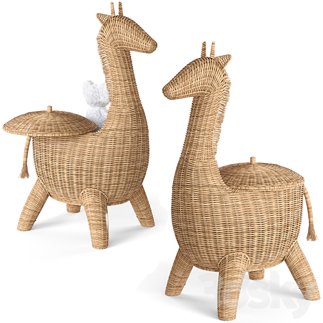 RATTAN ANIMAL BASKET GIRAFFE Restoration Hardware 3DS Max Model - thumbnail 4