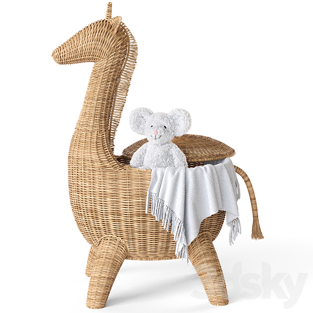 RATTAN ANIMAL BASKET GIRAFFE Restoration Hardware 3DS Max Model - thumbnail 6