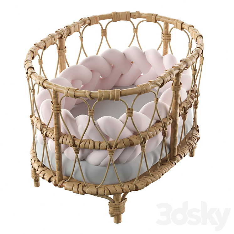 Rattan doll bed 3DS Max Model - thumbnail 1