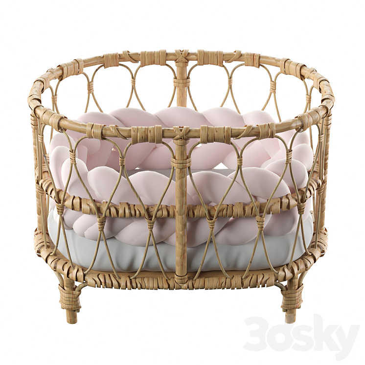 Rattan doll bed 3DS Max Model - thumbnail 2