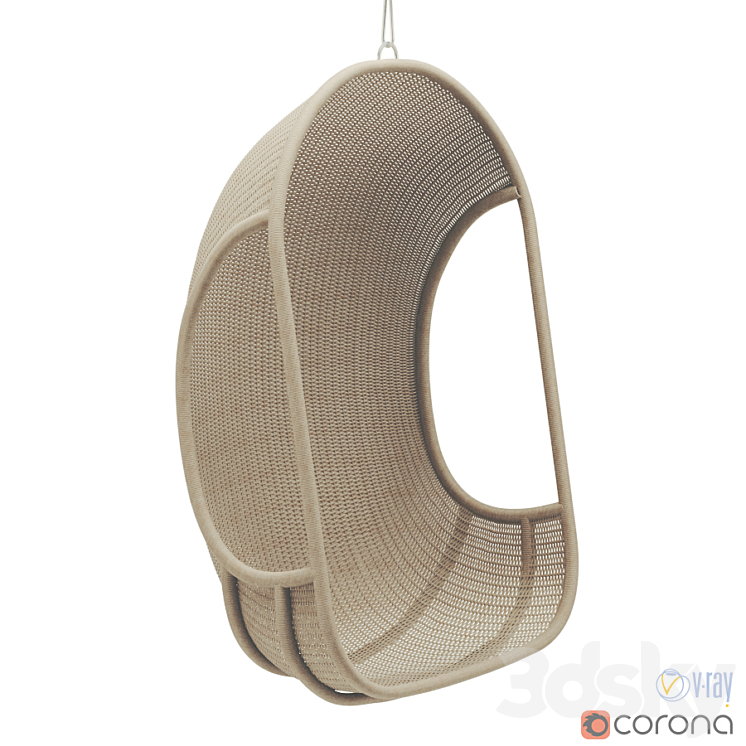 RH Teen Wicker hanging chair 3DS Max - thumbnail 1