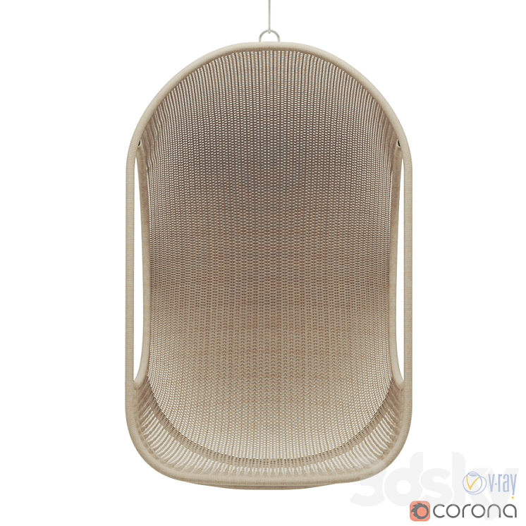 RH Teen Wicker hanging chair 3DS Max - thumbnail 2