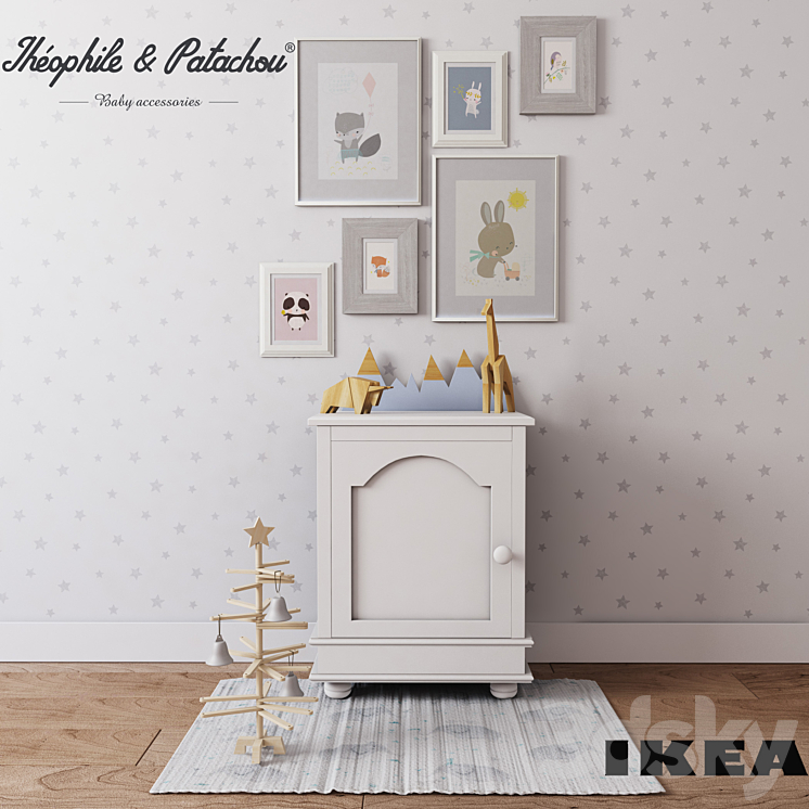 Set for children's pedestal Théophile & Patachou 3DS Max - thumbnail 1