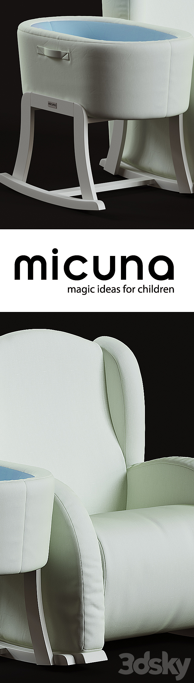 Set Micuna Flor Armchair and cot 3DS Max Model - thumbnail 2