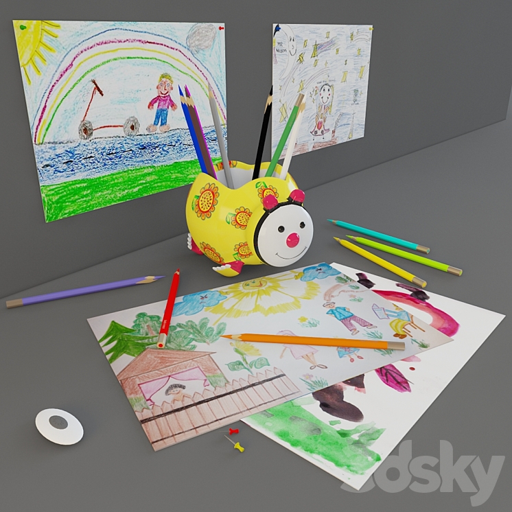 set of children's drawing 3DS Max - thumbnail 1