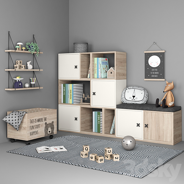 Set of furniture and decor for a children's room 6 3DS Max - thumbnail 1