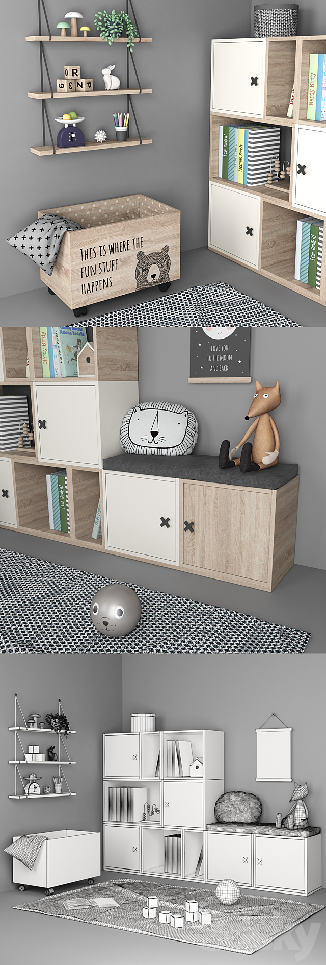 Set of furniture and decor for a children’s room 6 3DSMax File - thumbnail 3